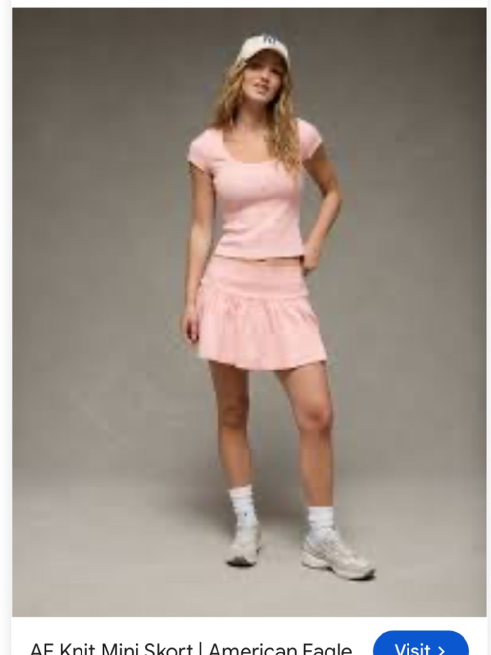 New American Eagle Women Small Knit Pink Mini Skort